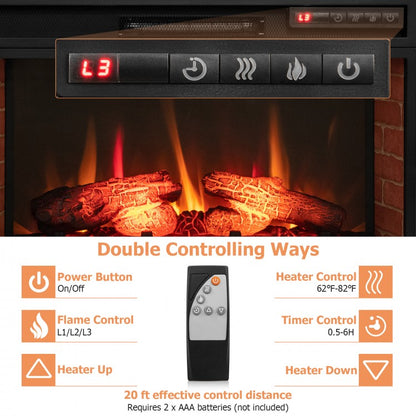 26 Inch Infrared Electric Fireplace Insert with Remote Control & Adjustable Heat