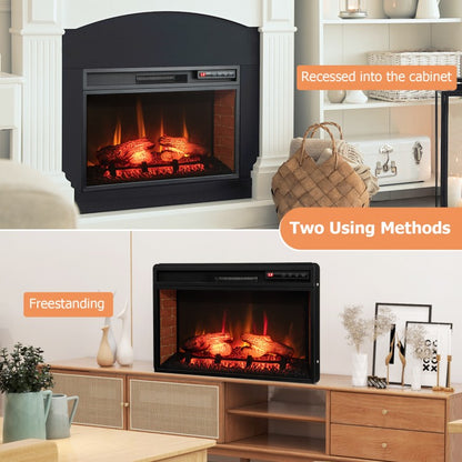 26 Inch Infrared Electric Fireplace Insert with Remote Control & Adjustable Heat