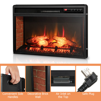 26 Inch Infrared Electric Fireplace Insert with Remote Control & Adjustable Heat