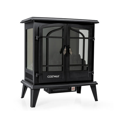 25 Inch Freestanding Electric Heater with Lifelike Flame Effect for Cozy Comfort