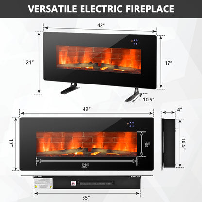 Wall Mounted & Freestanding Electric Fireplace with Remote Control