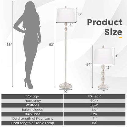 Elegant 3-Piece Table and Floor Lamp Set with Linen Shades