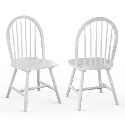 Pair of Vintage Windsor Wooden Dining Chairs with Spindle Back in White Finish