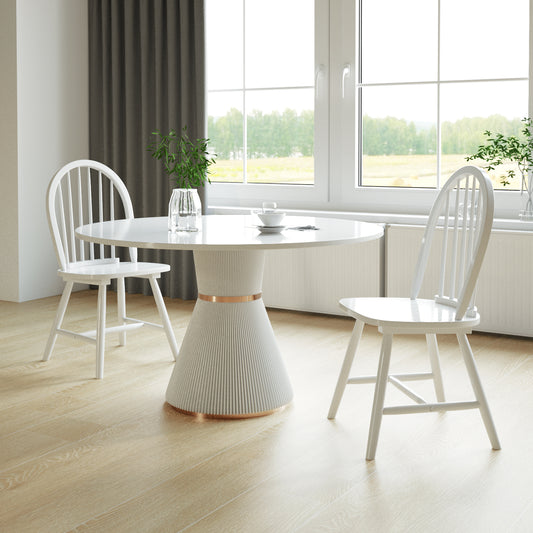 Pair of Vintage Windsor Wooden Dining Chairs with Spindle Back in White Finish