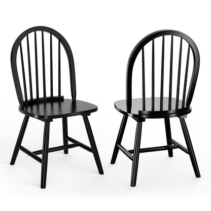 Pair of Vintage Windsor Wooden Dining Chairs with Spindle Back in Black Finish