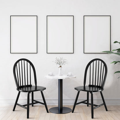 Pair of Vintage Windsor Wooden Dining Chairs with Spindle Back in Black Finish