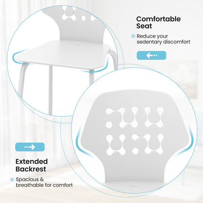 Modern Metal Dining Chairs Set of 4 with Hollowed Backrest and Durable Metal Legs - White