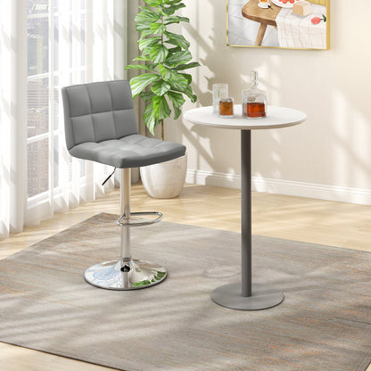 Ergonomic Swivel Bar Stool with Adjustable Height and PU Leather Cushion - Grey