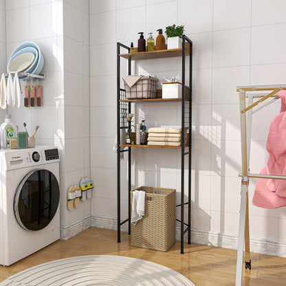 3 Tier Over-the-Toilet Storage Shelf with Hooks & Adjustable Foot Pads