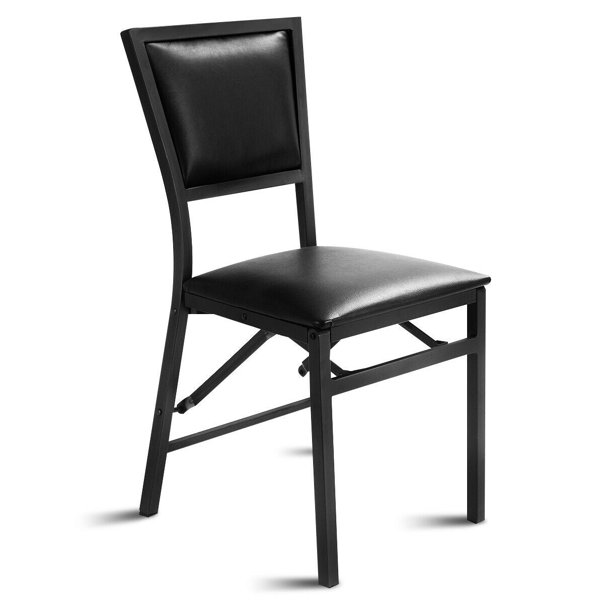 Set of 2 Foldable Metal Dining Chairs with Comfortable Seat and Space Saving Design