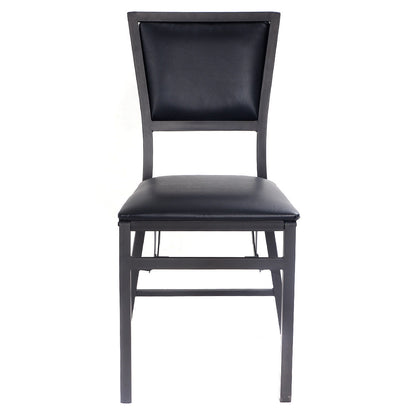 Set of 2 Foldable Metal Dining Chairs with Comfortable Seat and Space Saving Design