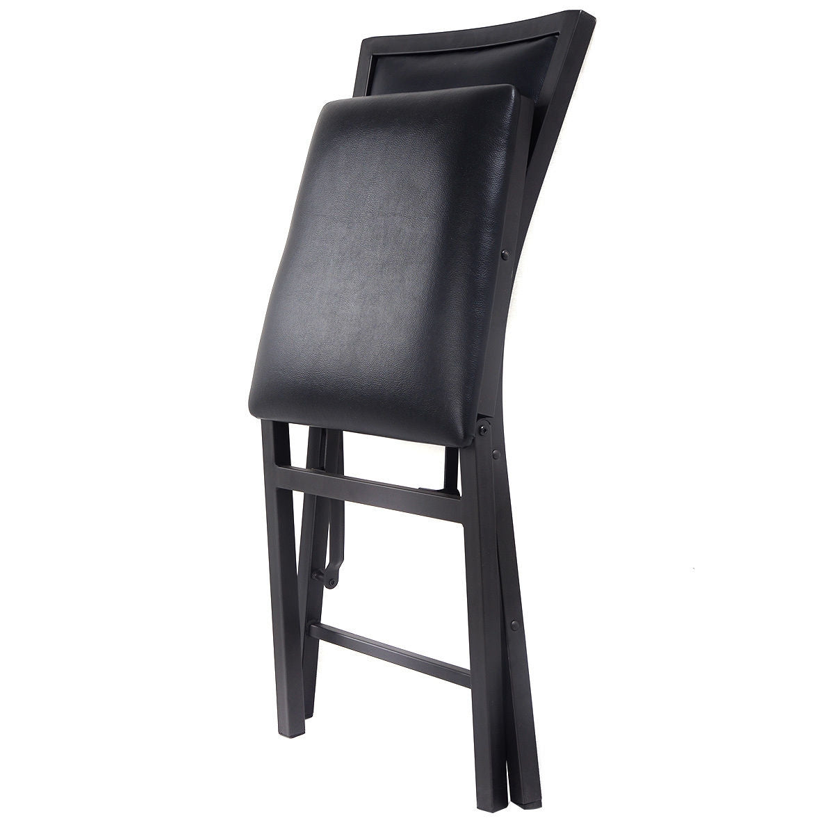 Set of 2 Foldable Metal Dining Chairs with Comfortable Seat and Space Saving Design