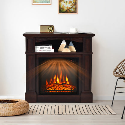 32 Inch Electric Fireplace TV Stand with 1400W Heater & Storage Shelf