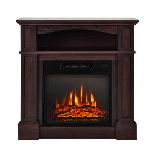 32 Inch Electric Fireplace TV Stand with 1400W Heater & Storage Shelf