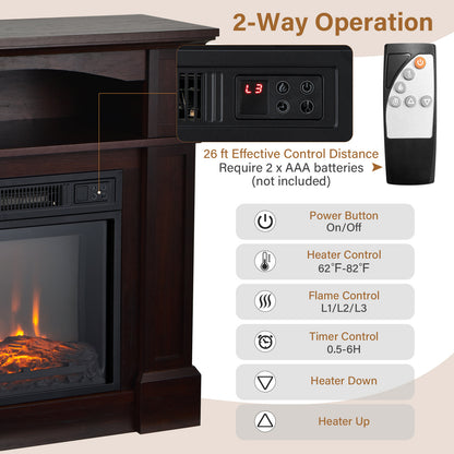 32 Inch Electric Fireplace TV Stand with 1400W Heater & Storage Shelf