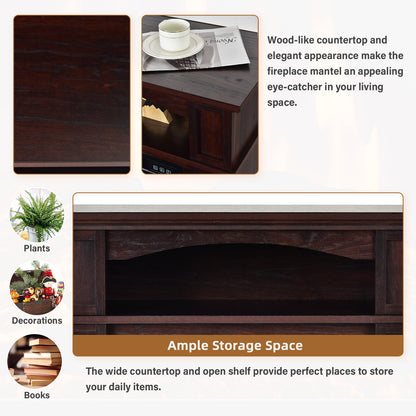 32 Inch Electric Fireplace TV Stand with 1400W Heater & Storage Shelf
