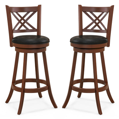 Upholstered Swivel Barstools with Backrest and Footrest, Set of 2 - 29 Inches