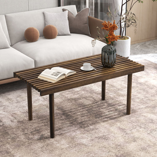 Rustic Slatted Wood Coffee Table for Living Room and Reception Area