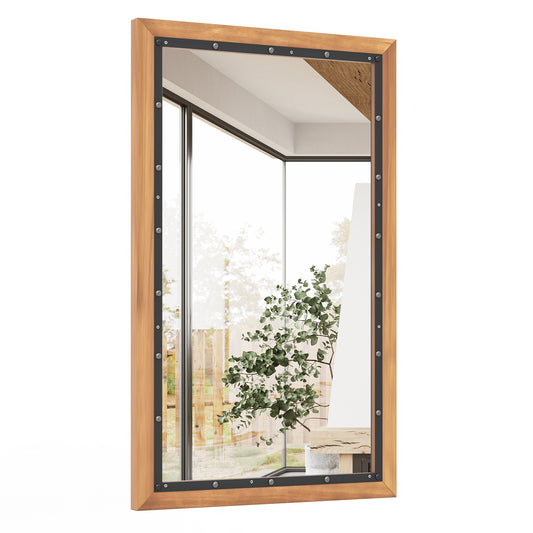 22 x 36 Inch Farmhouse Style Rectangular Wall Mirror with Sturdy Frame and Backboard