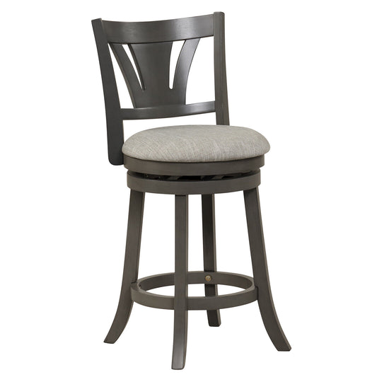 360° Swivel Bar Stool with Soft Cushioned Seat Backrest and Footrest - 26.5 Inch