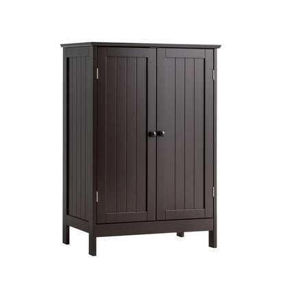 Modern Bathroom Floor Storage Cabinet with Double Doors & Adjustable Shelves