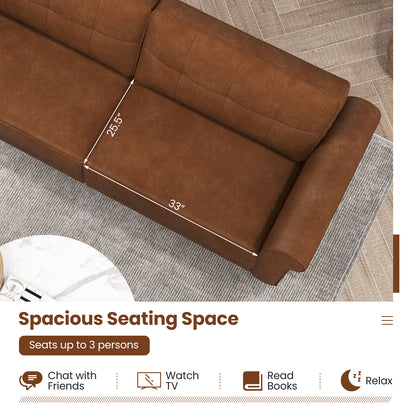 Upholstered 3-Seater PU Leather Sofa with Removable Back Pillows and Tufted Design