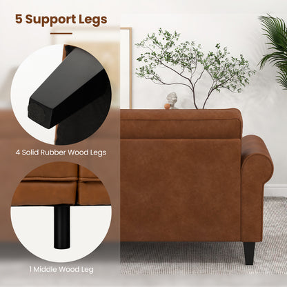 Upholstered 3-Seater PU Leather Sofa with Removable Back Pillows and Tufted Design