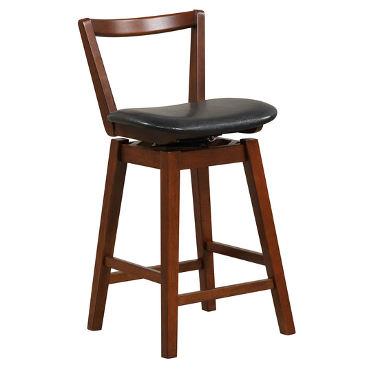360° Swivel Upholstered Bar Stool with PU Leather Backrest and Cushioned Seat 26"