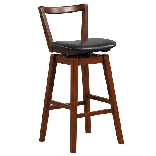 360° Swivel Upholstered Bar Stool with PU Leather Backrest and Cushioned Seat 30.5"