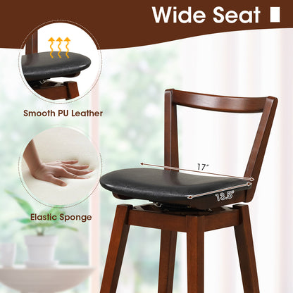 360° Swivel Upholstered Bar Stool with PU Leather Backrest and Cushioned Seat 30.5"