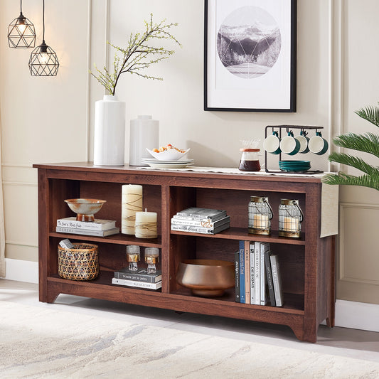 Spacious 58 Inch Wood TV Console for TVs up to 65 Inches with Open Shelving