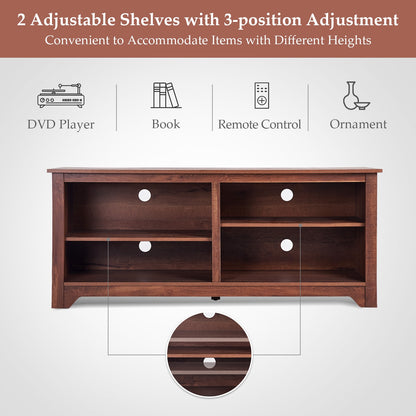 Spacious 58 Inch Wood TV Console for TVs up to 65 Inches with Open Shelving