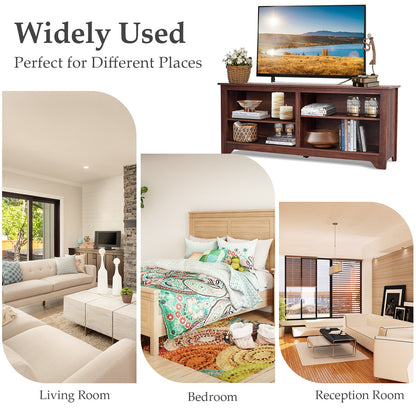 Spacious 58 Inch Wood TV Console for TVs up to 65 Inches with Open Shelving