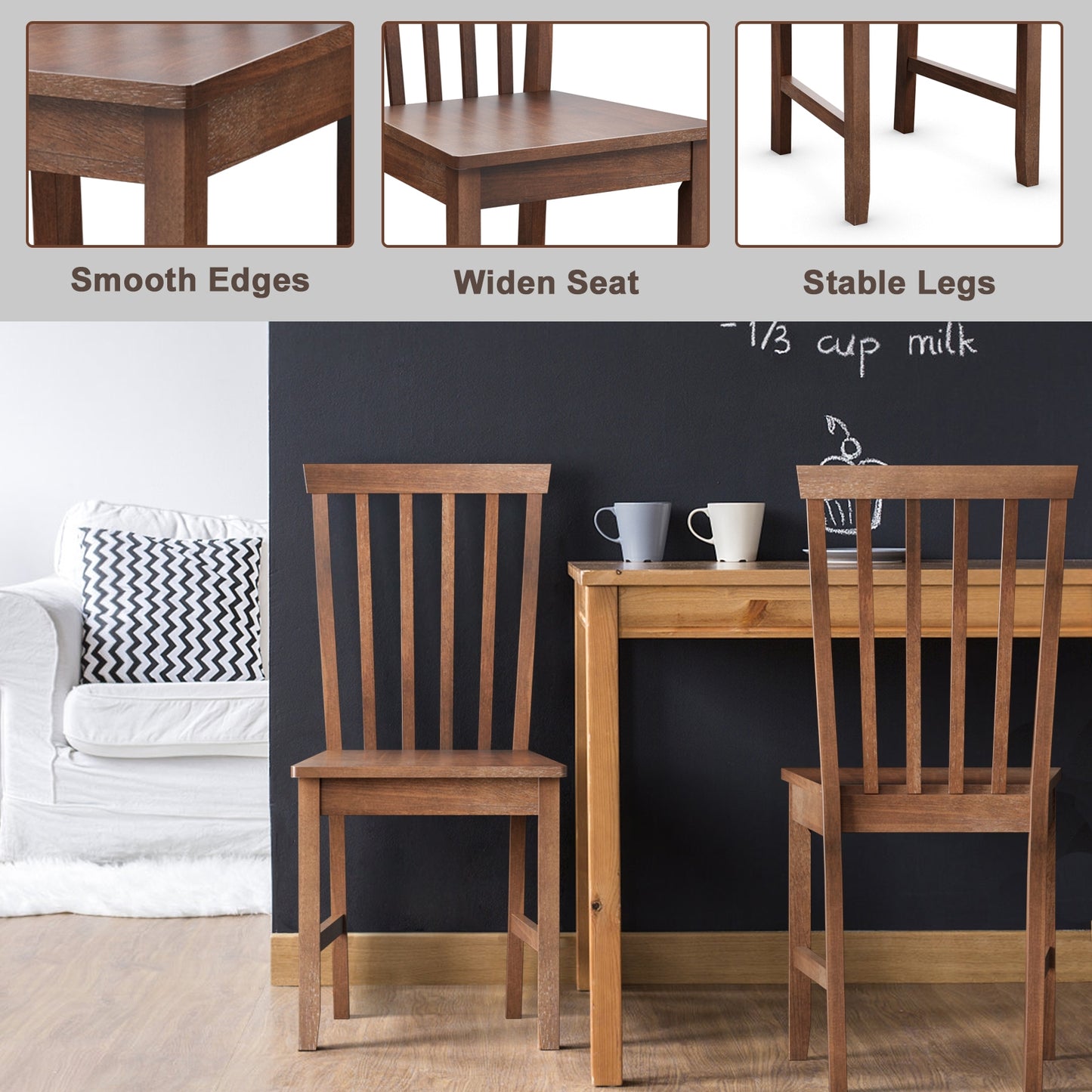 Pair of Dining Chairs with Solid Wood Legs for Dining Room and Kitchen - Stylish and Durable
