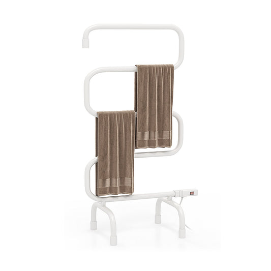 Premium White Towel Warmer - Wall-Mounted or Freestanding with 5 Bars