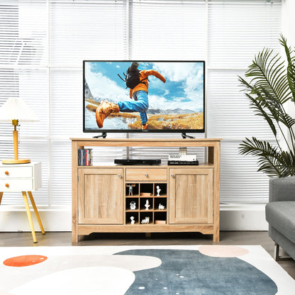 Modern Buffet Sideboard with Wine Rack Storage and Cabinets for Dining Room or Kitchen Console -Natural