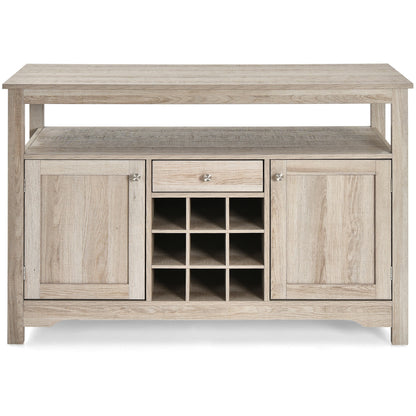 Modern Buffet Sideboard with Wine Rack Storage and Cabinets for Dining Room or Kitchen Console - Grey