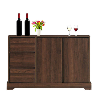 Mid Century Buffet Sideboard with Storage Cabinets and Three Drawers for Dining or Living Room
