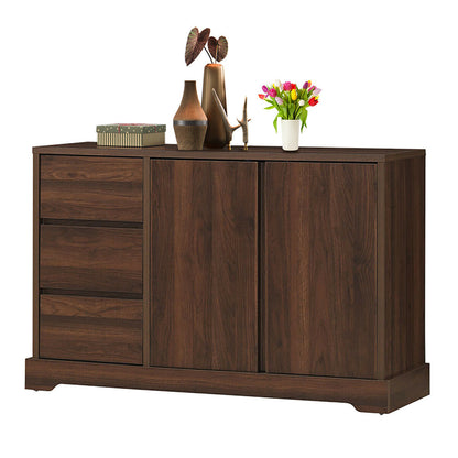 Mid Century Buffet Sideboard with Storage Cabinets and Three Drawers for Dining or Living Room