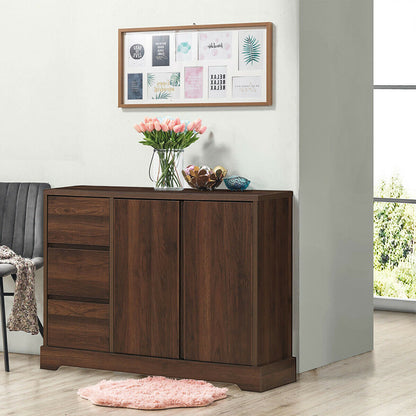 Mid Century Buffet Sideboard with Storage Cabinets and Three Drawers for Dining or Living Room