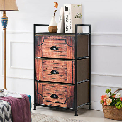 3-Drawer Fabric Dresser with Steel Frame and Wood Top for Bedroom or Closet Storage