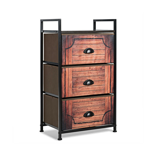 3-Drawer Fabric Dresser with Steel Frame and Wood Top for Bedroom or Closet Storage