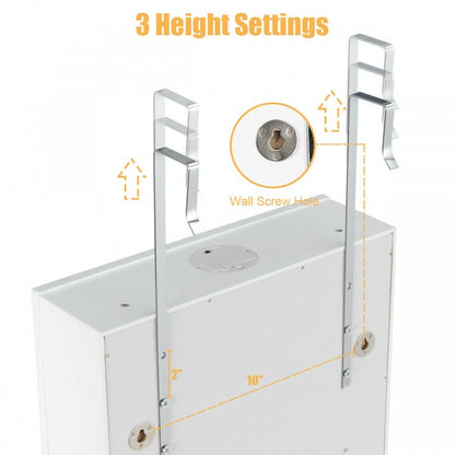 Wall or Door Mounted Mirrored Jewelry Armoire with Full-Length Mirror and 6 Drawers – White