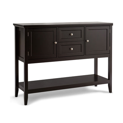 Modern Console Sideboard Table with Open Shelf and Drawers - Brown