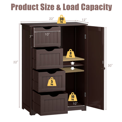 4 Drawer Wooden Standing Storage Cabinet