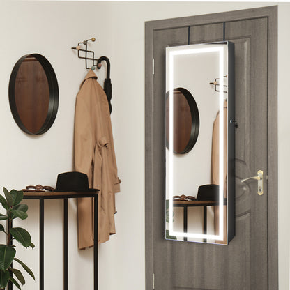 Jewelry Organizer Armoire with Full Length Mirror and Built In LED Lights Black