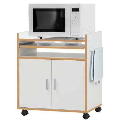 Rolling Kitchen Island Cart with Storage Cabinet Removable Shelf and Towel Rack