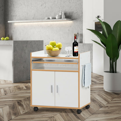 Rolling Kitchen Island Cart with Storage Cabinet Removable Shelf and Towel Rack