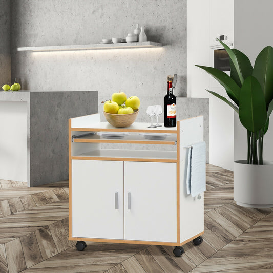 Rolling Kitchen Island Cart with Storage Cabinet Removable Shelf and Towel Rack