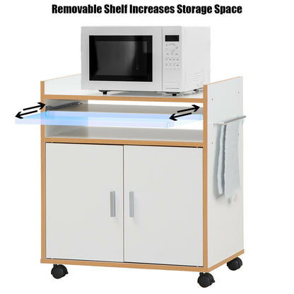 Rolling Kitchen Island Cart with Storage Cabinet Removable Shelf and Towel Rack